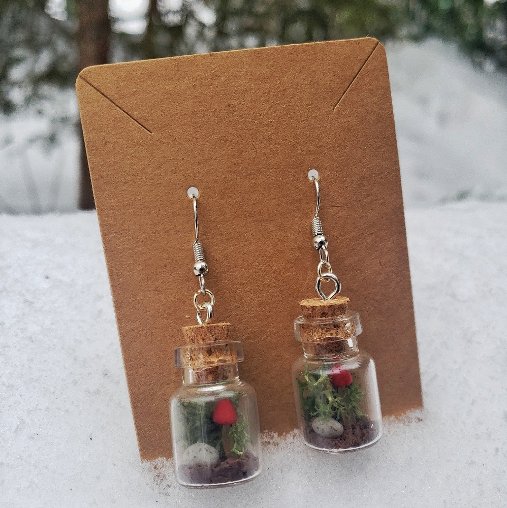 Moss Garden Glass Vial Earrings | w/ Cork
